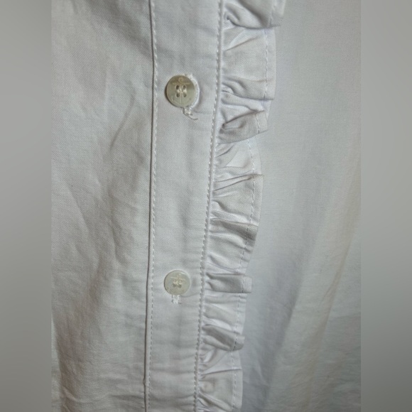 Kiel James Patrick Ruffle Oxford Cotton Sleeveless Shirt Size XS White - Picture 4 of 8